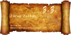 Zárug Zoltán névjegykártya